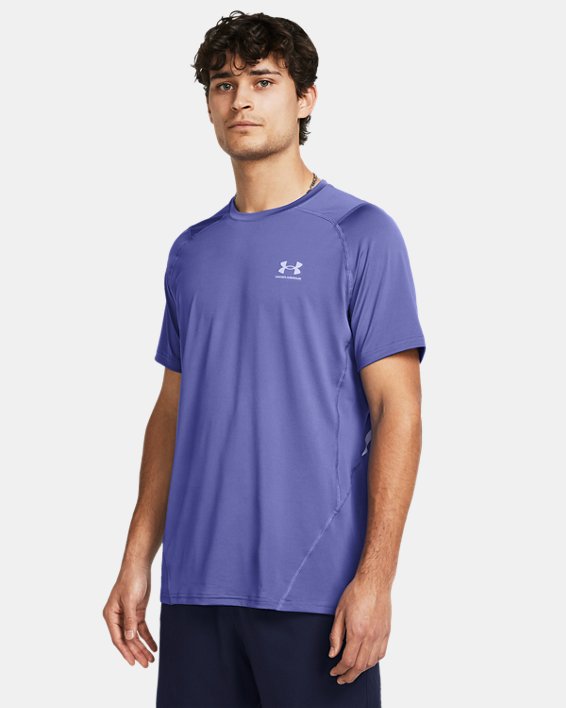 Men's HeatGear® Fitted Graphic Short Sleeve, Purple, pdpMainDesktop image number 0